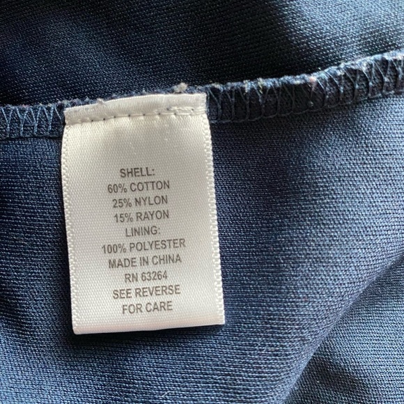 Dressbarn open weave lined lace navy blue short sleeve eyelet small - Picture 4 of 4